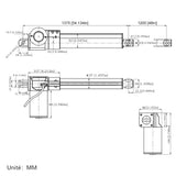 Vérin électrique industriel course 1200MM actionneur linéaire 6000N 600kg (Modèle 0041536)