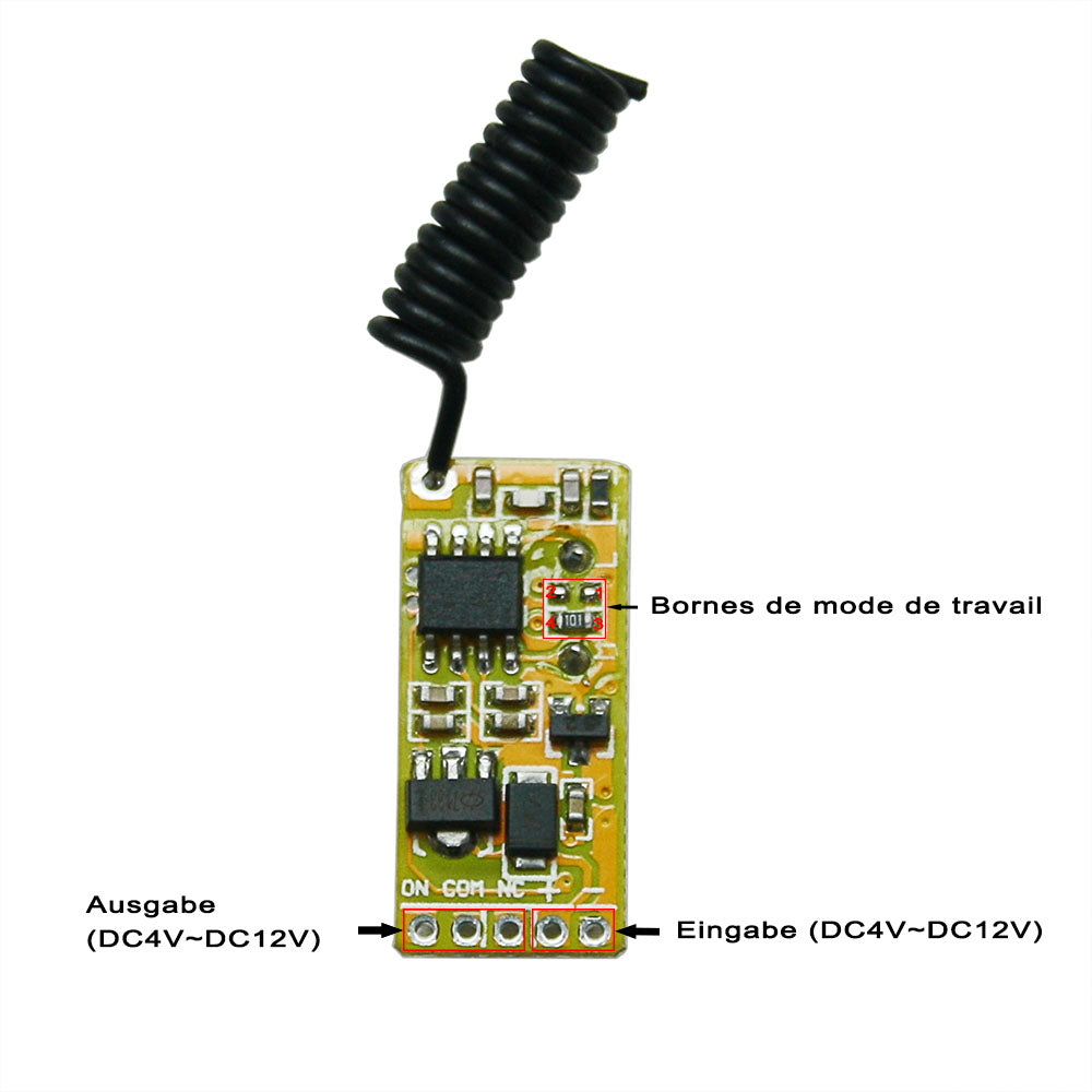 Interrupteur Télécommande Sans Fil 12V 4 Canaux 433Mhz - Marque Kaleinavi - Neuf