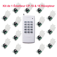 0-99s interrupteur sans fil avec minuterie kit 1 émetteur 15 récepteur