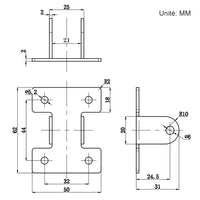 Support de montage fixe C pour verin électrique (Modèle 0043006)