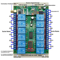 12 Voies CC Interrupteur télécommande sans fil de 5KM sortie contact sec (Modèle 0020033)