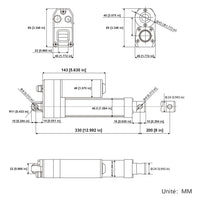 Vérin électrique étanche IP67 course 200MM actionneur linéaire silencieux (Modèle 0041936)