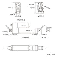 Vérin électrique étanche IP67 course 100MM actionneur linéaire silencieux (Modèle 0041934)