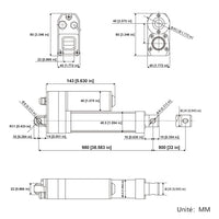 Vérin électrique étanche IP67 course 800MM actionneur linéaire silencieux (Modèle 0041945)