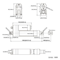 Vérin électrique étanche IP67 course 1000MM actionneur linéaire silencieux (Modèle 0041947)