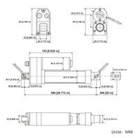 Vérin électrique étanche IP67 course 500MM actionneur linéaire silencieux (Modèle 0041942)