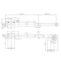 Vérin électrique industriel course 600MM actionneur linéaire 6000N 600kg (Modèle 0041517)