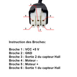 Câble d'alimentation d'extension de 2 m pour vérins électriques A, B ou J avec capteur à effet Hall (Modèle 0043046)