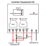 Commutateur de relais sans fil RF à charge élevée un-contrôle-six 30 A avec 1 émetteur et 12canaux 6 récepteurs (Modèle 0020745)