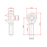 Connecteur fisheye pour vérin électrique, compatible avec connecteur à filetage interne (Modèle 0044108)