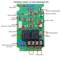 Interrupteur sans fil RF à 1canal pour moteur CC ou vérin électrique (Modèle 0020317)