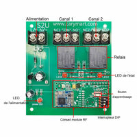 Émetteur récepteur radio longue portée 5KM 2 canaux CC 6V/9V/12V/24V (Modèle 0020687)