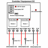 Émetteur récepteur radio longue portée 5KM 2 canaux CC 6V/9V/12V/24V (Modèle 0020687)