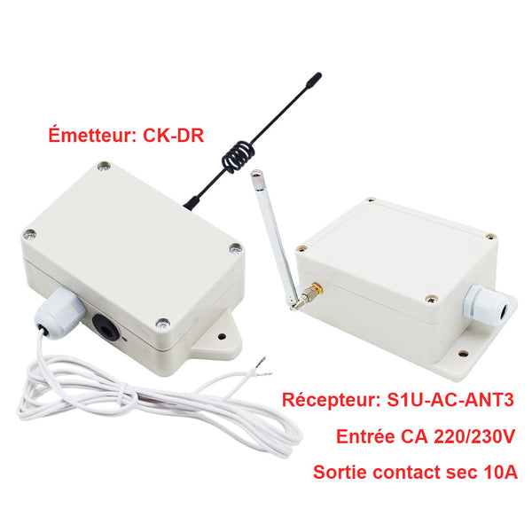 Interrupteur sans fil CA 220/230V - relais commandé par contact sec