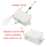 Interrupteur sans fil CA 220/230V - relais commandé par contact sec