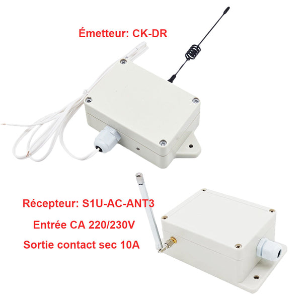 Interrupteur sans fil CA 220/230V - relais commandé par contact sec