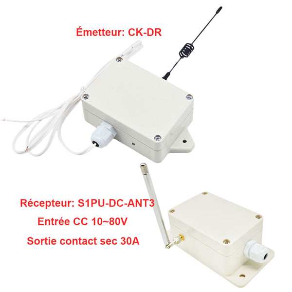 Kit émetteur récepteur radio CC 30A sortie relais activé par contact sec