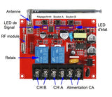 Kit interrupteur sans fil 2 canaux contrôle à distance pour 220V/380V CA (Modèle 0020696)