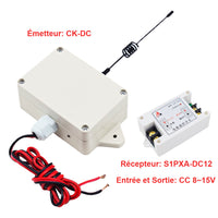 Kit récepteur & télécommande entrée & sortie CC 12V commandé par tension CC