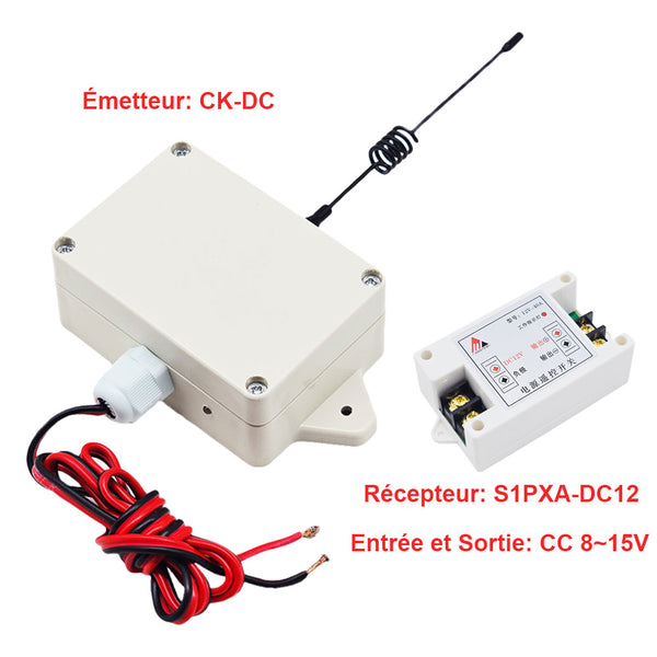 Kit récepteur & télécommande entrée & sortie CC 12V commandé par tension CC