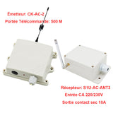 Kit télécommande récepteur sortie relais et émetteur commandé par CA