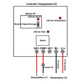 Kit télécommande CC 9/12/24V commandé par tension CC sortie relais pour appareil CC/CA (Modèle 0023012)