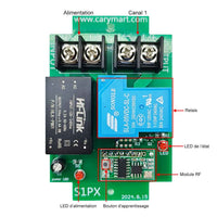 Récepteur 433mhz Étanche à  1 Voie 30A Haute Puissance Sortie CA