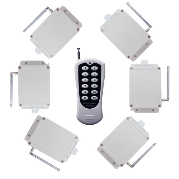 Système télécommande radio avec émetteur 12 voies & 6 récepteurs 433MHz