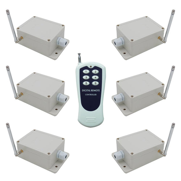 Système de télécommande sans fil RF à 1 télécommande et 6 récepteurs CA