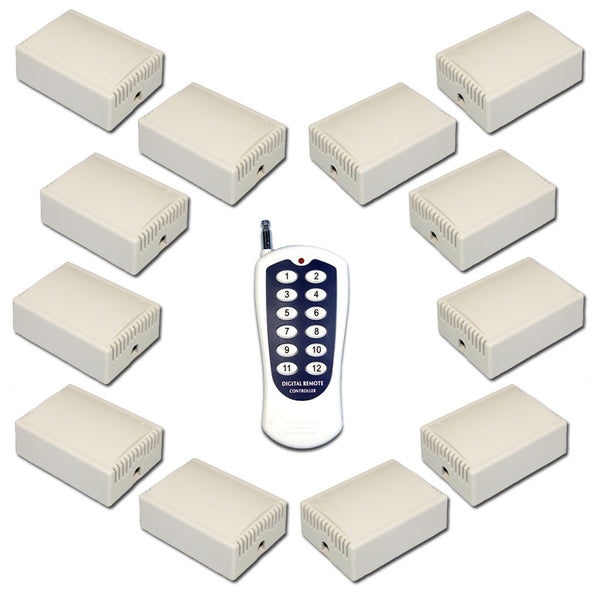 Système de Contrôle d'Émetteur à 12 Voies, 12 Récepteurs Fréquence 433MHz (Modèle 0020494)