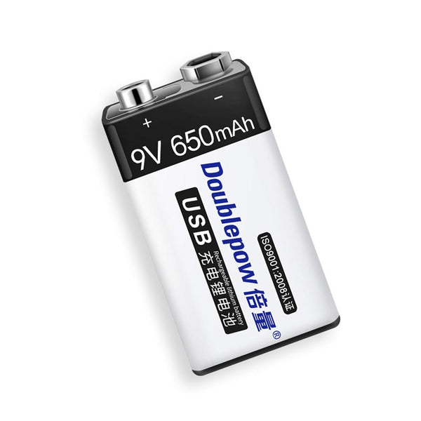 9V 650mAh Batterie au Lithium de type 6F22 Rechargeable par USB (Modèle 0010201)