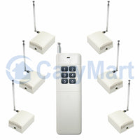 Système de télécommande sans fil RF à une télécommande et six récepteurs CC avec modes de contrôle autoblocage/momentané/interblocage (Modèle 0020431)