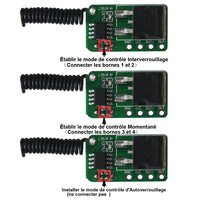 Mini Kit Télécommande & Récepteur 1 Canal CC6~36V Entrée de Puissance 3 Mode de contrôle (Modèle 0020642)