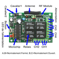 Télécommande sans fil à contact sec 50M 4CH NO/NF quatre appareils (Modèle 0020169)
