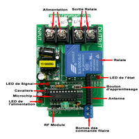Interrupteur Télécommande Sans Fil CA 220V 1 Canal Récepteur Etanche 3 Modes (Modèle 0020737)