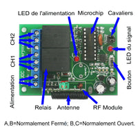 Sortie de relais à contact sec 2 voies CC kit de télécommande sans fil contrôle du mode de interblocage (Modèle 0020023)