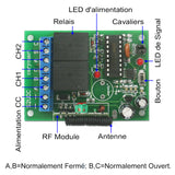 Récepteur Radio RF 2 Voies 500M CC 6V/9V/12V/24V 10A Power avec Modes de Contrôle à Autoblocage, Momentané, Interblocage, Momentané + Autoblocage (Modèle 0020410)