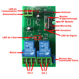 Récepteur de Télécommande Sans Fil 2 Voies 500M CC avec Sortie Relais à Contact Sec 30A (Modèle 0020742)