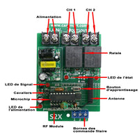 Émetteur 6 Boutons 3 Récepteurs Sans Fil Kit de Télécommande CA Portée de Contrôle 500M (Modèle 0020728)