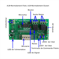 Kit Émetteur Récepteur Avec Antenne 2000M 12Volt 2 Voies Fonction Temporisation Ajustable 0s~99h (Modèle 0020485)