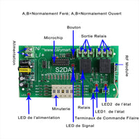 Émetteur Récepteur Temporise 2000M 220V 2 Canaux Temporisation Ajustable 0s~99h (Modèle 0020487)