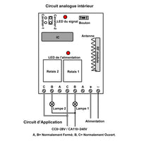 Kit Émetteur Récepteur Radio Avec Relais Fonction Mémoire 6V 9V 12V 24V 433Mhz 2 Voies 4 Fonctions (Modèle 0020232)