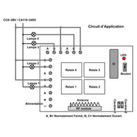 Récepteur Profesionnel Avec Relais Fonction Mémoire 9V 12V 24V 433Mhz 4 Canaux 4 Modes (Modèle 0020281)