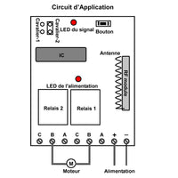 Kit Émetteur Récepteur Radio Commande Moteur Électronique 2 Fils 9V 12V 24V Avec Télécomande (Modèle 0020202)