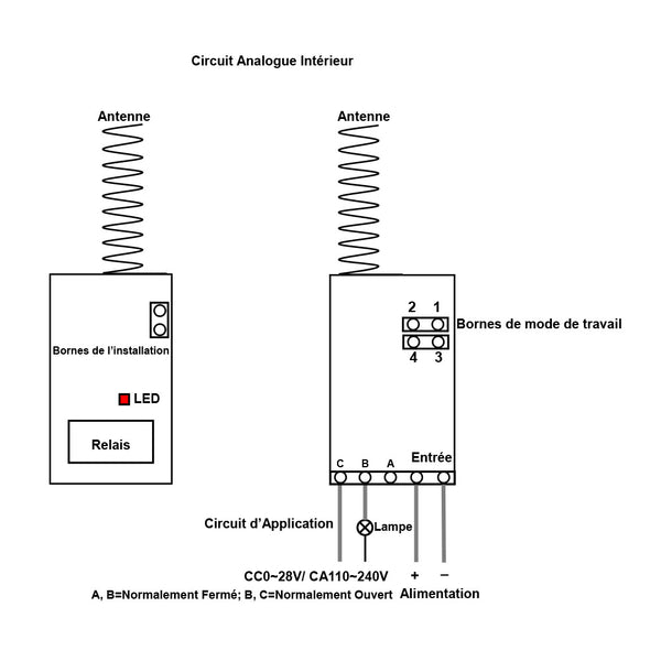 Mini Interrupteur Télécommande Sans Fil CC 4~12V Normalement Fermé Nor –  Magasin d'interrupteurs sans fil