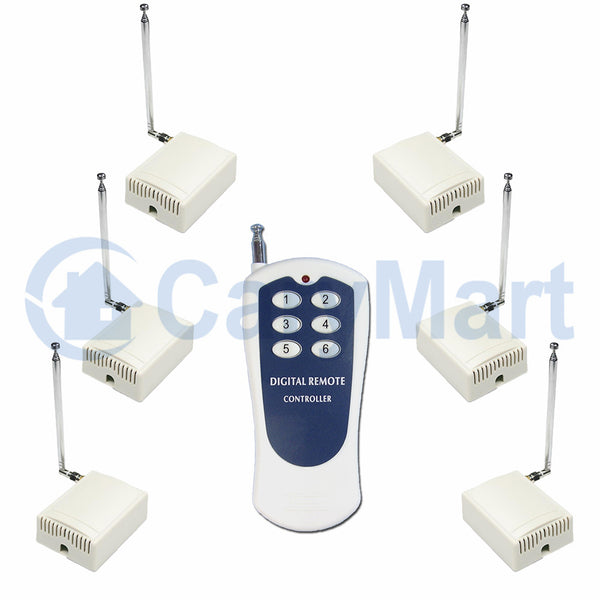 Système de télécommande sans fil RF à 1 télécommande et 6 récepteurs CC