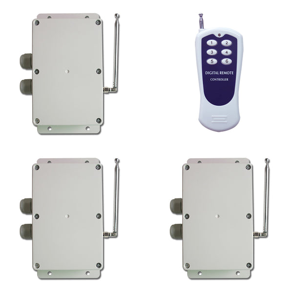 Kit de télécommande RF à une télécommande et trois récepteurs CA avec sortie haute puissance 30A (Modèle 0020747)