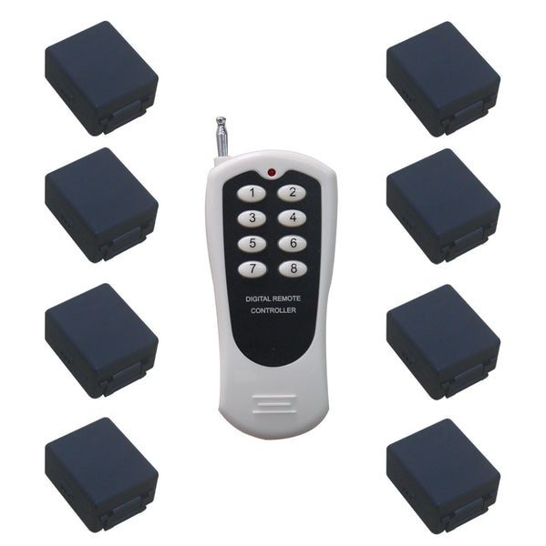 Kit Télécommande Sans Fil un Émetteur & 8 Récepteurs 10A CC 6/9/12/24V (Modèle 0020629)