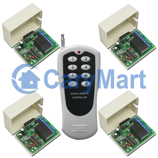 Émetteur à 8 boutons pour contrôler quatre récepteurs avec contrôle des modes autoblocage, momentané, interblocage, momentané + autoblocage (Modèle 0020534)