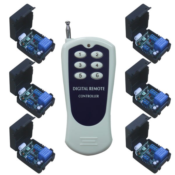 Système Télécommande Sans Fil un Émetteur & 6 Récepteurs 10A CC 6/9/12/24V (Modèle 0020628)